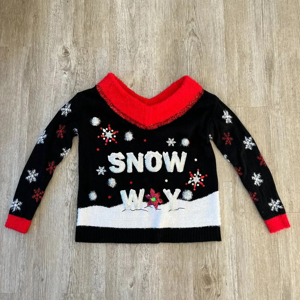 Womens Holiday Time "Snow Way" Christmas Sweater - M